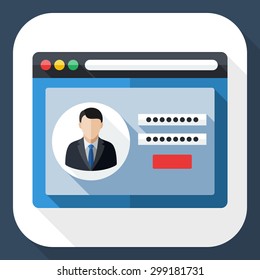 User login form icon with long shadow