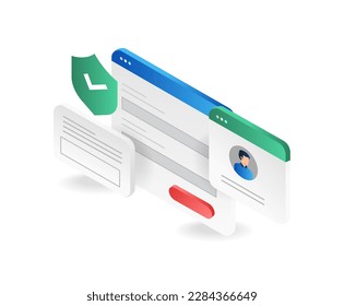 User login form isometric icon. Secure form vector illustration.