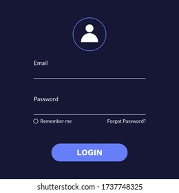 User login form menu or page interface design with modern sytle. Sign up template for website, mobile, and apps development. Vector Eps 10