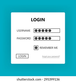 User login form - username password and login. Vector user interface light theme