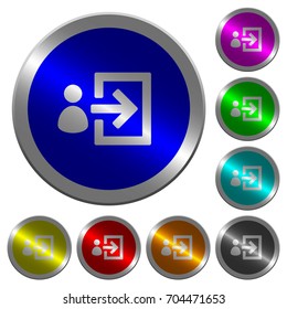 User login icons on round luminous coin-like color steel buttons