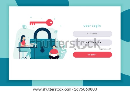 User login illustration with key.This design can use to illustration landing page for site, banner, mobile apps, poster and other