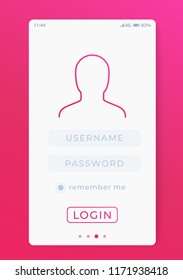 User Login, mobile interface vector template design