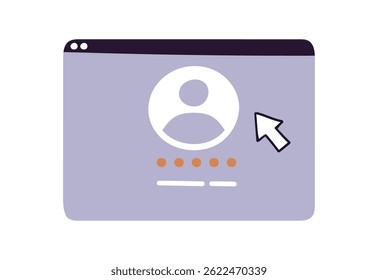 User login page, human avatar profile symbol for account access, authentication, interface, or membership ID, minimalist flat design isolated on white background flat vector illustration.