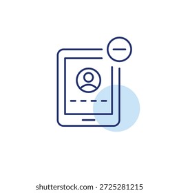 Página de inicio de sesión del usuario en la tableta y menos. Cuenta no disponible, error. Icono de Vector de trazo perfecto y editable