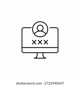 Vector de signo de icono de pantalla de Inicio de sesión de usuario