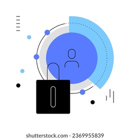 User. Login and security. Flat simple line art illustration. Vector file.