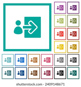 User login solid flat color icons with quadrant frames on white background