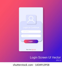 User Login UI Screen Gradient Background Vector EPS, Login Screen User Interface