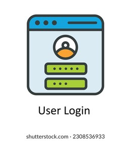 User Login  Vector Fill outline Icon Design illustration. Seo and web Symbol on White background EPS 10 File