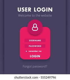 User Login window concept, page template for website