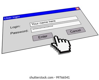 User login window as a security concept. Illustration saved in EPS10. All text is replaceable.