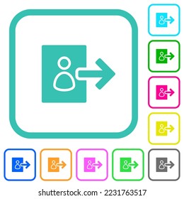 User logout alternate vivid colored flat icons in curved borders on white background