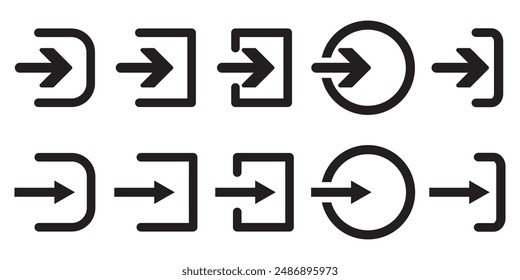 User logout icon set. Logout exit icon symbol collection, Website account log out line icon. lack exit and enter arrow, vector icon in trendy flat style
