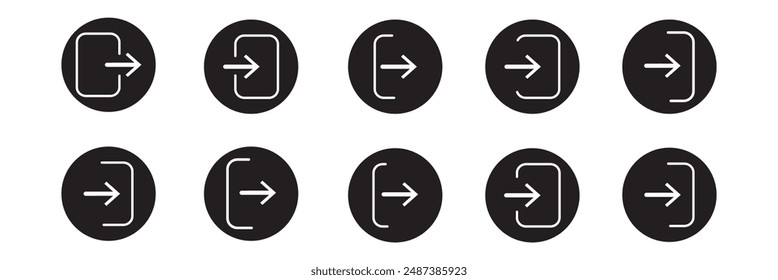 User logout icon set. Vector illustration. Logout symbol collection on white background.