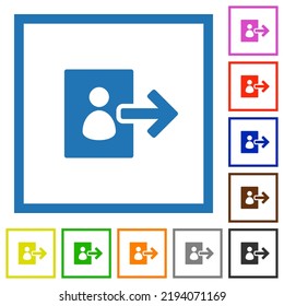 User logout solid flat color icons in square frames on white background