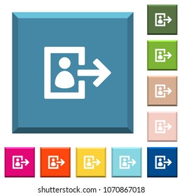User logout white icons on edged square buttons in various trendy colors