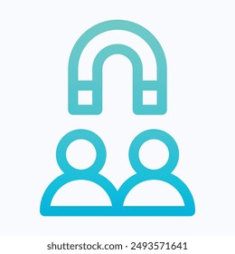 User And Magnet, Engage Avatar Vector Icon, Isolated Lineal Gradient Icon.