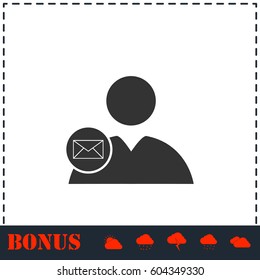 User mail icon flat. Simple vector symbol and bonus icon