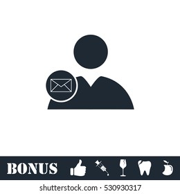 User mail icon flat. Vector illustration symbol and bonus pictogram