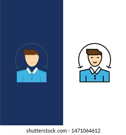 User, Male, Client, Services  Icons. Flat and Line Filled Icon Set Vector Blue Background. Vector Icon Template background