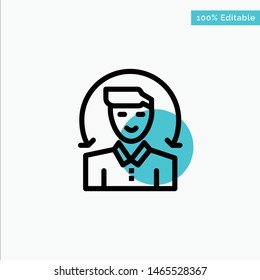 User, Male, Client, Services turquoise highlight circle point Vector icon. Vector Icon Template background