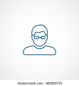 User Man With Glasses Blue Line Icon On White Background