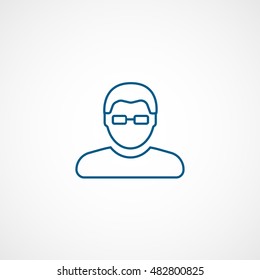 User Man With Glasses Blue Line Icon On White Background