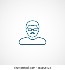 User Man With Glasses Blue Line Icon On White Background