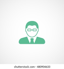 User Man With Glasses Green Flat Icon On White Background