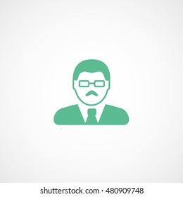 User Man With Glasses Green Flat Icon On White Background