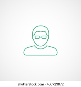 User Man With Glasses Green Line Icon On White Background