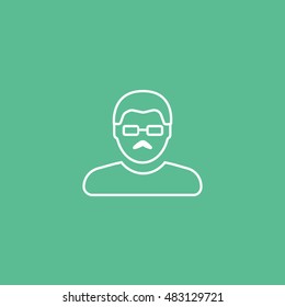 User Man With Glasses Line Icon On Green Background