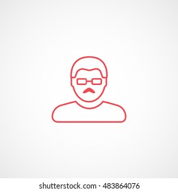 User Man With Glasses Red Line Icon On White Background