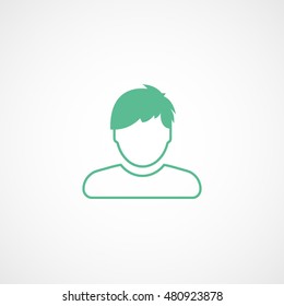 User Man Green Line Icon On White Background
