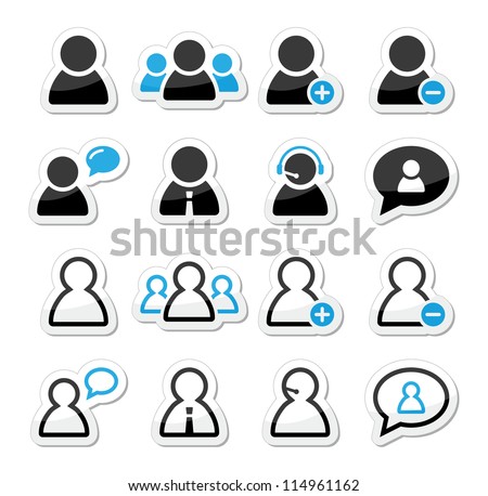 User man icon labels set for website