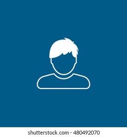 User Man Line Icon On Blue Background