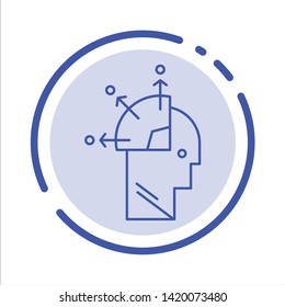 User, Man, Mind Programming, Art Blue Dotted Line Line Icon
