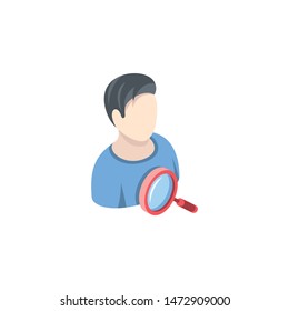 User man search account. Vector 3d, digital isometric, color web icons set, new flat style. Creative illustration, idea for infographics.