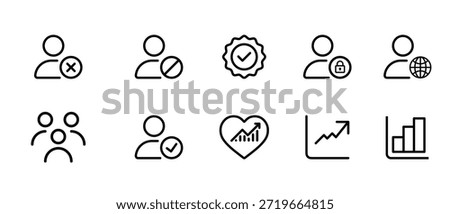 user management and analytics outline icon set account privacy chart growth symbols