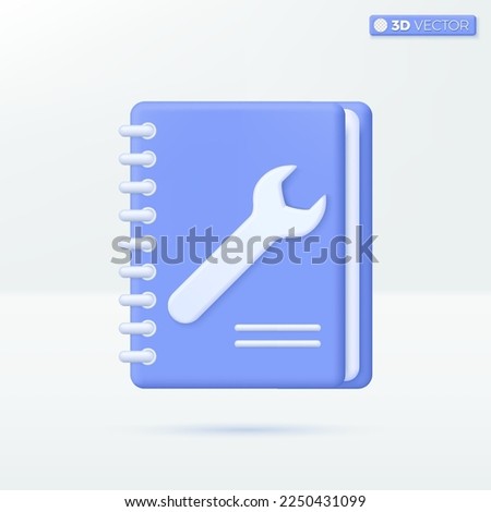 User manual book icon symbol. booklet icon, maintenace manual, instruction book, User's guide for technical or maintenance terms concept. 3D vector isolated illustration, Cartoon pastel Minimal style.