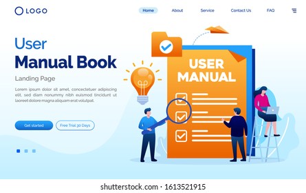 User Manual Book Landing Page Website Illustration Flat Vector Template 