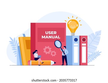 User Manual Concept, Handbook Product, Guidebook, Instruction Book, Flat Illustration Vector Template