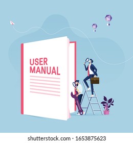 User manual concept-Businessman with guide instruction or textbooks