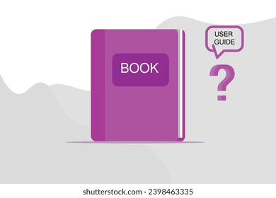 User manual guide book concept, People characters holds magnifier to read for guidance manual instruction textbook