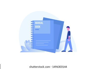 User manual. user guide manual instruction book vector illustration concept for web landing page template, banner, flyer and presentation