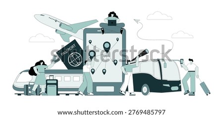 User manual. People studying the instructions. Vector illustration on a white background.