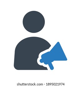 User megaphone icon.announcement,avatar (vector illustration)