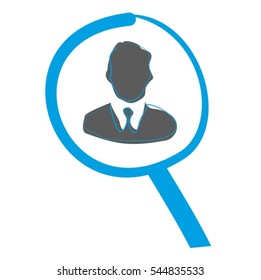 User, member, profile, avatar, search, find, icon, vector, symbol, blue, grey, lens