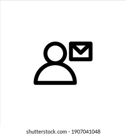 User message icon in outline style. Icon for user management.